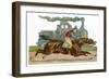 Racehorse Competes with a Steam Engine-null-Framed Art Print