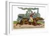 Racehorse Competes with a Steam Engine-null-Framed Art Print