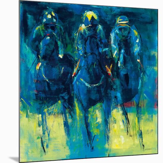 Racehorses - Blue-Neil Helyard-Mounted Giclee Print