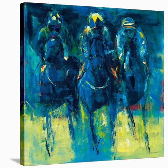 Racehorses - Blue-Neil Helyard-Stretched Canvas
