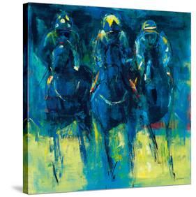 Racehorses - Blue-Neil Helyard-Stretched Canvas