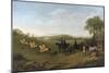 Racehorses Exercising at Goodwood-George Stubbs-Mounted Premium Giclee Print