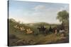 Racehorses Exercising at Goodwood-George Stubbs-Stretched Canvas