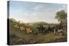 Racehorses Exercising at Goodwood-George Stubbs-Stretched Canvas