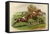 Racehorses Leaping a Hurdle-George Derville Rowlandson-Framed Stretched Canvas