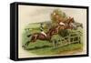 Racehorses Leaping a Hurdle-George Derville Rowlandson-Framed Stretched Canvas