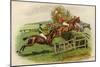 Racehorses Leaping a Hurdle-George Derville Rowlandson-Mounted Giclee Print