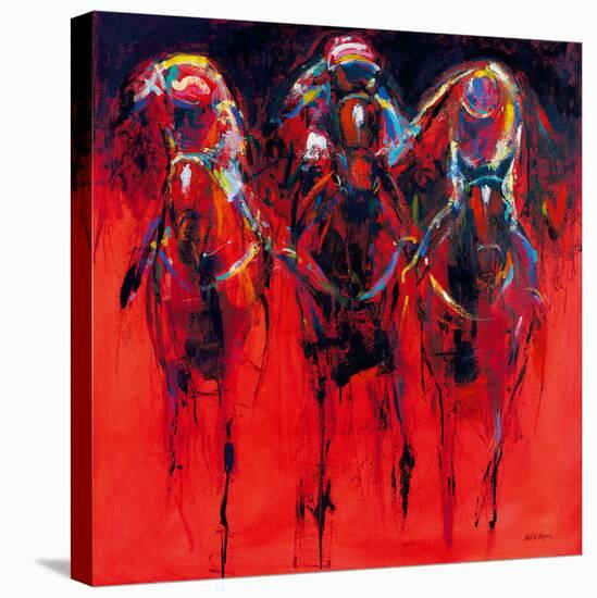 Racehorses - Red-Neil Helyard-Stretched Canvas