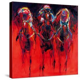 Racehorses - Red-Neil Helyard-Stretched Canvas