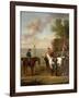 Racehorses with Jockeys Up by the Rubbing Down House on Newmarket Heath-John Wootton-Framed Giclee Print