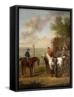 Racehorses with Jockeys Up by the Rubbing Down House on Newmarket Heath-John Wootton-Framed Stretched Canvas