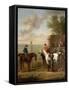 Racehorses with Jockeys Up by the Rubbing Down House on Newmarket Heath-John Wootton-Framed Stretched Canvas