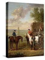 Racehorses with Jockeys Up by the Rubbing Down House on Newmarket Heath-John Wootton-Stretched Canvas