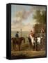 Racehorses with Jockeys Up by the Rubbing Down House on Newmarket Heath-John Wootton-Framed Stretched Canvas