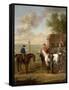 Racehorses with Jockeys Up by the Rubbing Down House on Newmarket Heath-John Wootton-Framed Stretched Canvas