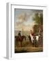 Racehorses with Jockeys Up by the Rubbing Down House on Newmarket Heath-John Wootton-Framed Giclee Print