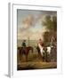 Racehorses with Jockeys Up by the Rubbing Down House on Newmarket Heath-John Wootton-Framed Giclee Print