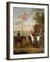 Racehorses with Jockeys Up by the Rubbing Down House on Newmarket Heath-John Wootton-Framed Giclee Print