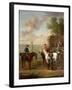 Racehorses with Jockeys Up by the Rubbing Down House on Newmarket Heath-John Wootton-Framed Giclee Print