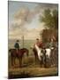 Racehorses with Jockeys Up by the Rubbing Down House on Newmarket Heath-John Wootton-Mounted Giclee Print