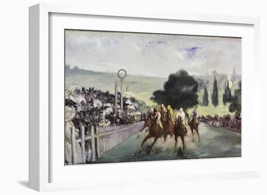 Races at Longchamp-Edouard Manet-Framed Giclee Print