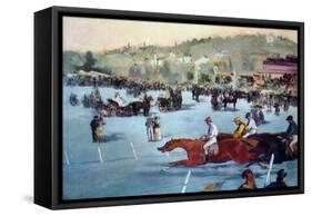 Races At The Bois De Boulogne-Edouard Manet-Framed Stretched Canvas