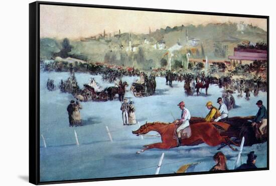 Races At The Bois De Boulogne-Edouard Manet-Framed Stretched Canvas