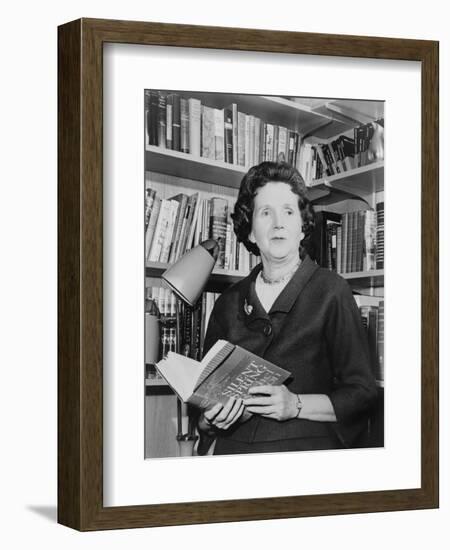 Rachel Carson, Biologist and Writer, Holding Her Ground Breaking Book, the Silent Spring, 1963-null-Framed Art Print