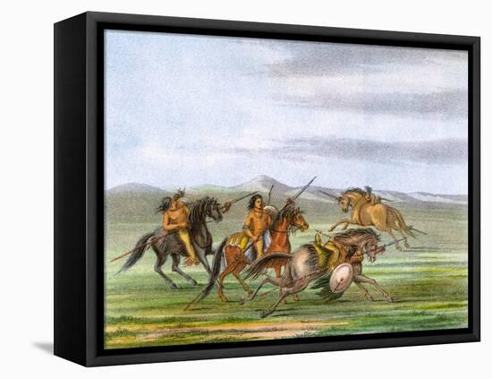 Racial, Comanche Horses-George Catlin-Framed Stretched Canvas