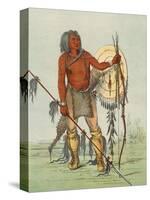 Racial, Comanche Warrior-George Catlin-Stretched Canvas