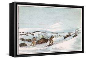 Racial, Hunting Buffalo-George Catlin-Framed Stretched Canvas