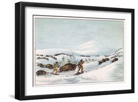 Racial, Hunting Buffalo-George Catlin-Framed Art Print
