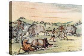 Racial, Hunting Buffalo-George Catlin-Stretched Canvas