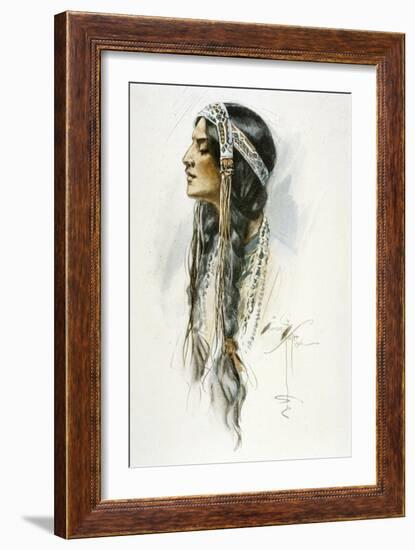 Racial, Iroquois Woman-Harrison Fisher-Framed Art Print