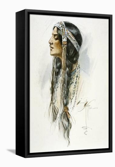 Racial, Iroquois Woman-Harrison Fisher-Framed Stretched Canvas