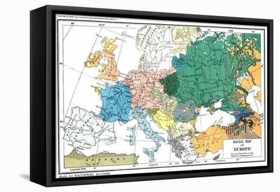 Racial map of Europe, c.1923-null-Framed Stretched Canvas