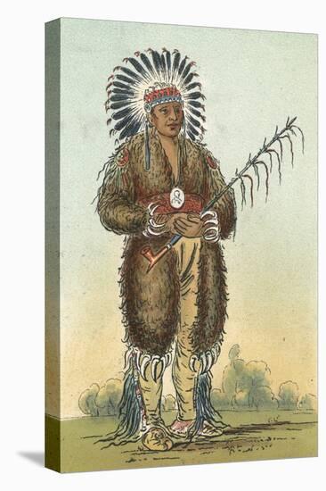 Racial, Ottoe Warrior-George Catlin-Stretched Canvas