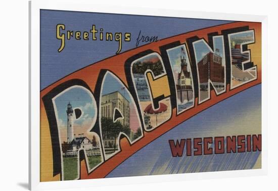 Racine, Wisconsin - Large Letter Scenes-Lantern Press-Framed Art Print