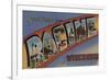 Racine, Wisconsin - Large Letter Scenes-Lantern Press-Framed Premium Giclee Print