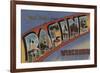 Racine, Wisconsin - Large Letter Scenes-Lantern Press-Framed Premium Giclee Print