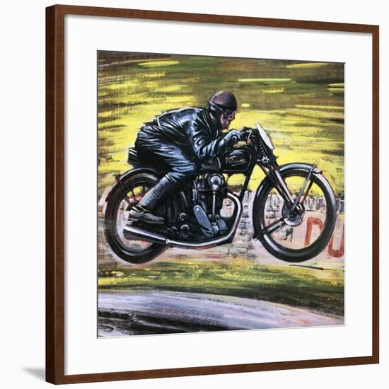 Racing a Velocette-Graham Coton-Framed Giclee Print