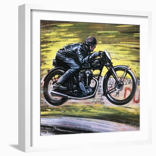 Racing a Velocette-Graham Coton-Framed Giclee Print