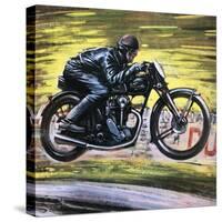 Racing a Velocette-Graham Coton-Stretched Canvas