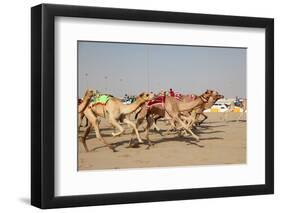 Racing Camels with a Robot Jockeys, Dubai, United Arab Emirates-Philip Lange-Framed Photographic Print