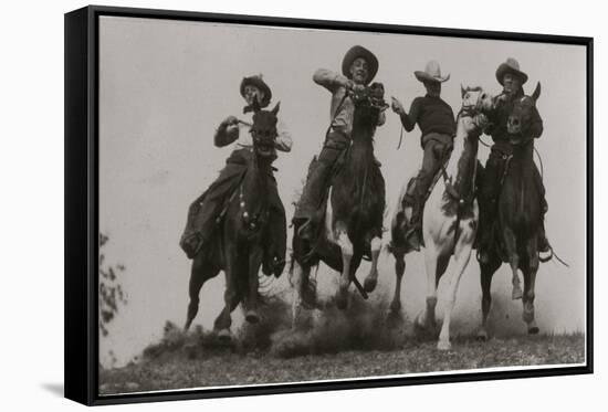 Racing Cowboys-H Armstrong Roberts-Framed Stretched Canvas