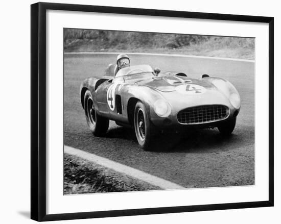 Racing Driver Fangio Here at the Wheel During Great Sweden Prize Race August 1956-null-Framed Photo