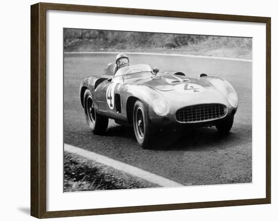 Racing Driver Fangio Here at the Wheel During Great Sweden Prize Race August 1956-null-Framed Photo