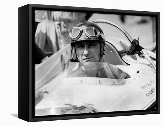 Racing Driver Fangio Here at the Wheel During Race in Monza June 28, 1958-null-Framed Stretched Canvas