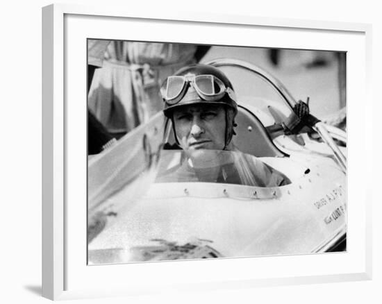 Racing Driver Fangio Here at the Wheel During Race in Monza June 28, 1958-null-Framed Photo