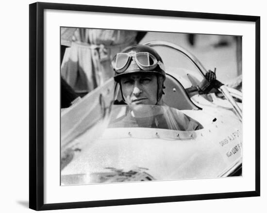 Racing Driver Fangio Here at the Wheel During Race in Monza June 28, 1958-null-Framed Photo